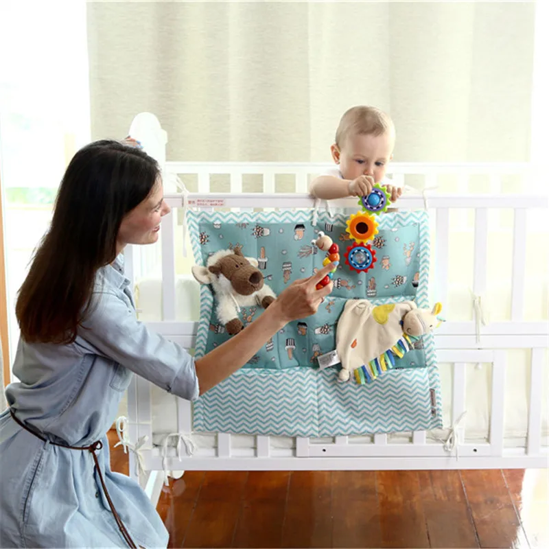 Муслиновая подвесная сумка для детской кроватки органайзер из хлопка карман