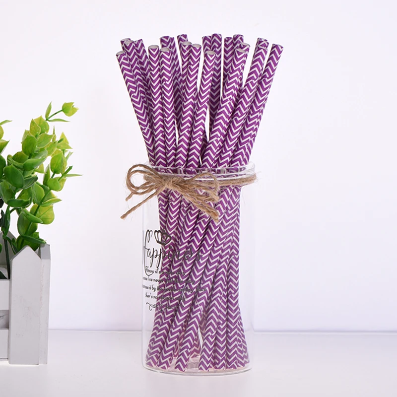 wave dark purple 25 шт./лот Горячая Мода Розовая клубника ананас арбуз бумага соломинки для детей принадлежности для дня рождения свадьбы трубочки для питья на вечеринке - Цвет: wave dark purple