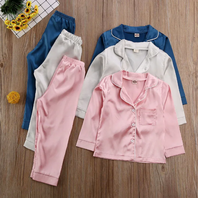 Осенняя Шелковая пижама CANIS для маленьких мальчиков и девочек с длинным рукавом