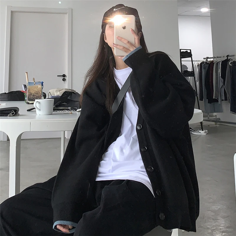 Осенне зимний новый плотный свитер для ленивых женщин очень фея свободная