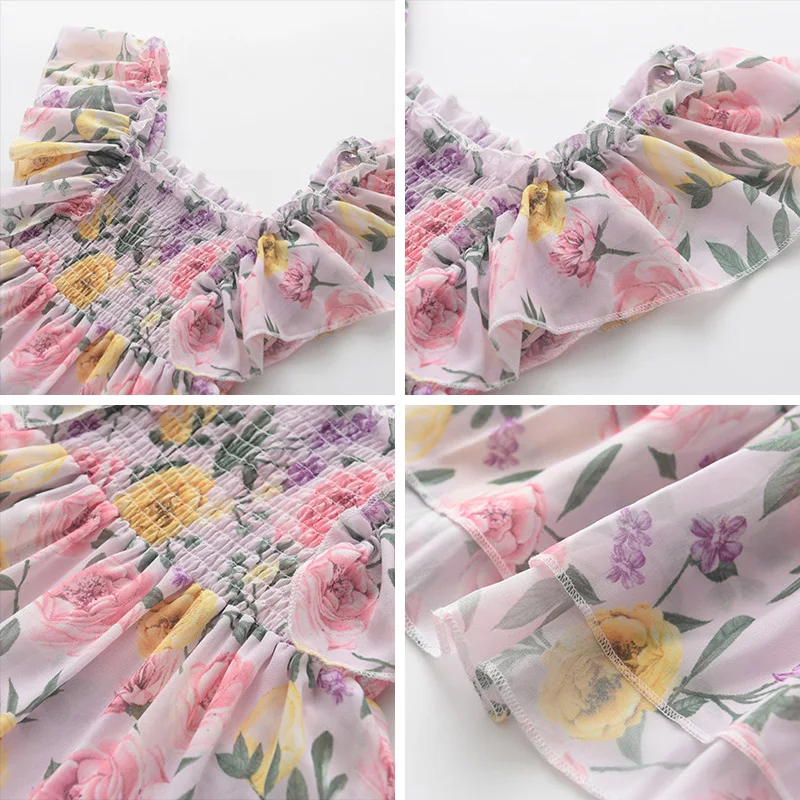 

2021 Baby Girls Summer Dress Floral Bohemian Beach Dresses Casual Comfortable Sleeveless Kids Dress Children Clothes 3-8Y