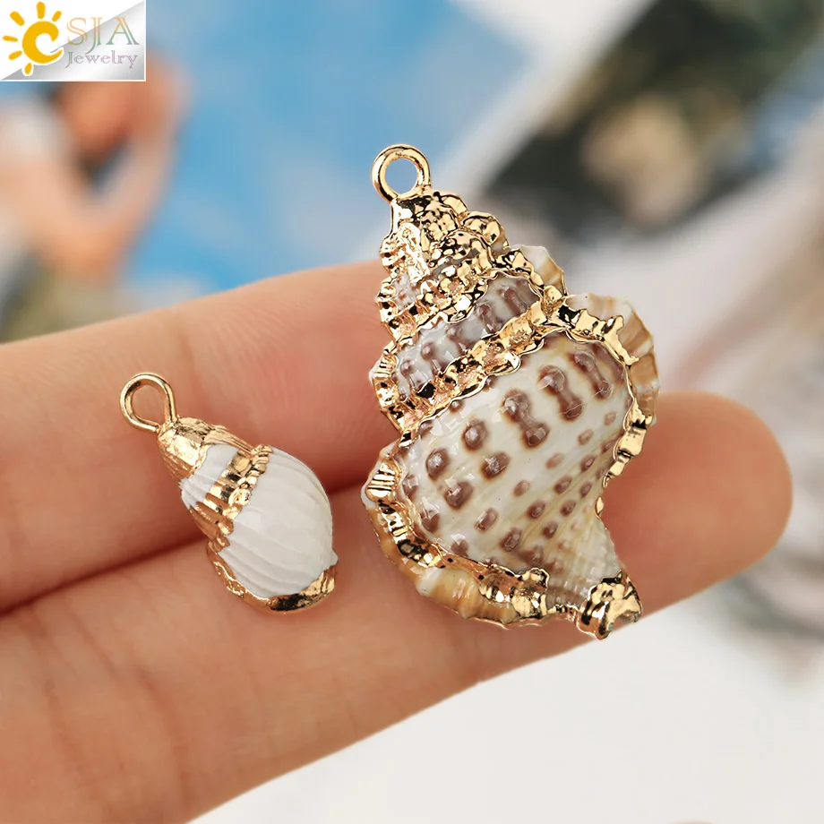 CSJA Natural Shell Charms for Jewelry Making Assorted Conch Cowrie Seashell Accessories DIY Bracelet Pendant Necklace Craft G443 | Украшения