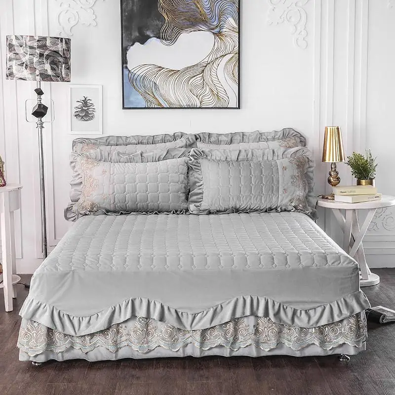 43 плюшевая теплая гофрированная кружевная кровать принцессы стеганая