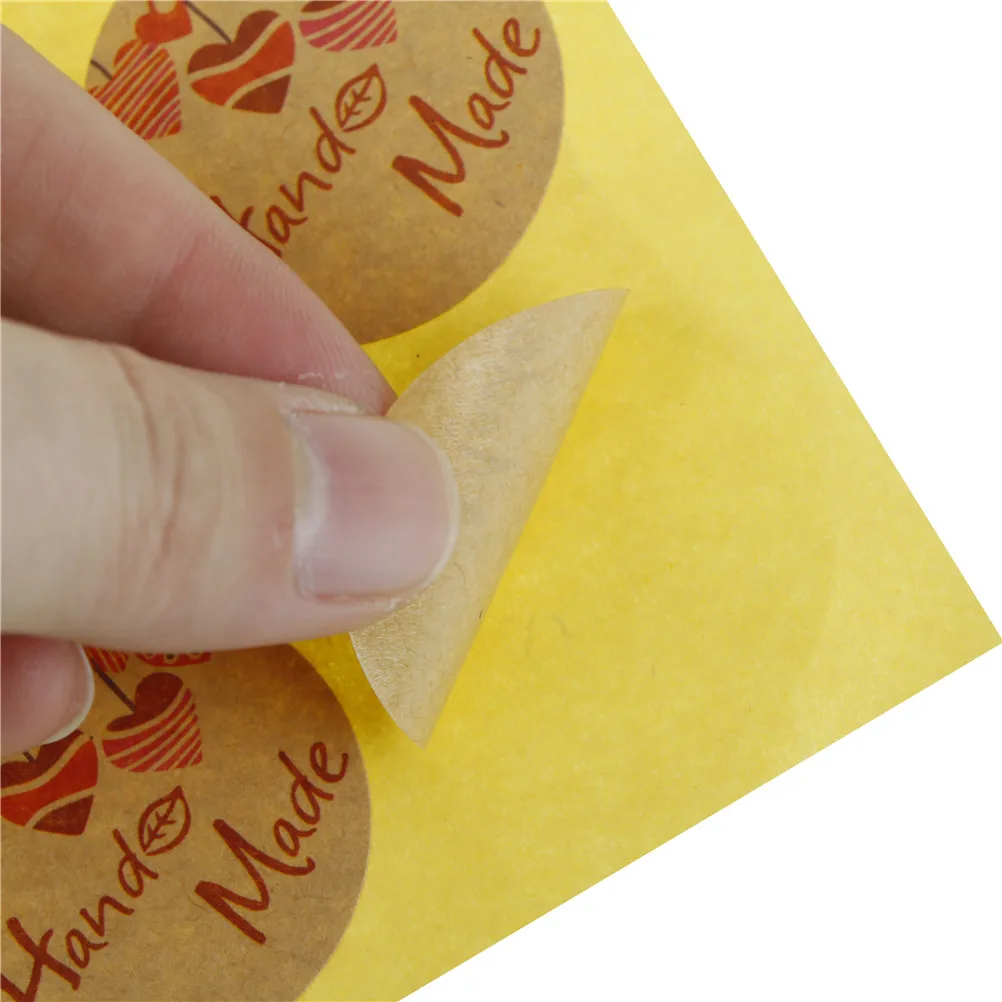 

New 120pcs Dia.3.5cm Hand Made with Heart Kraft Seal Sticker Gift Stickers DIY Creative Stationery Sticker Lable DIY