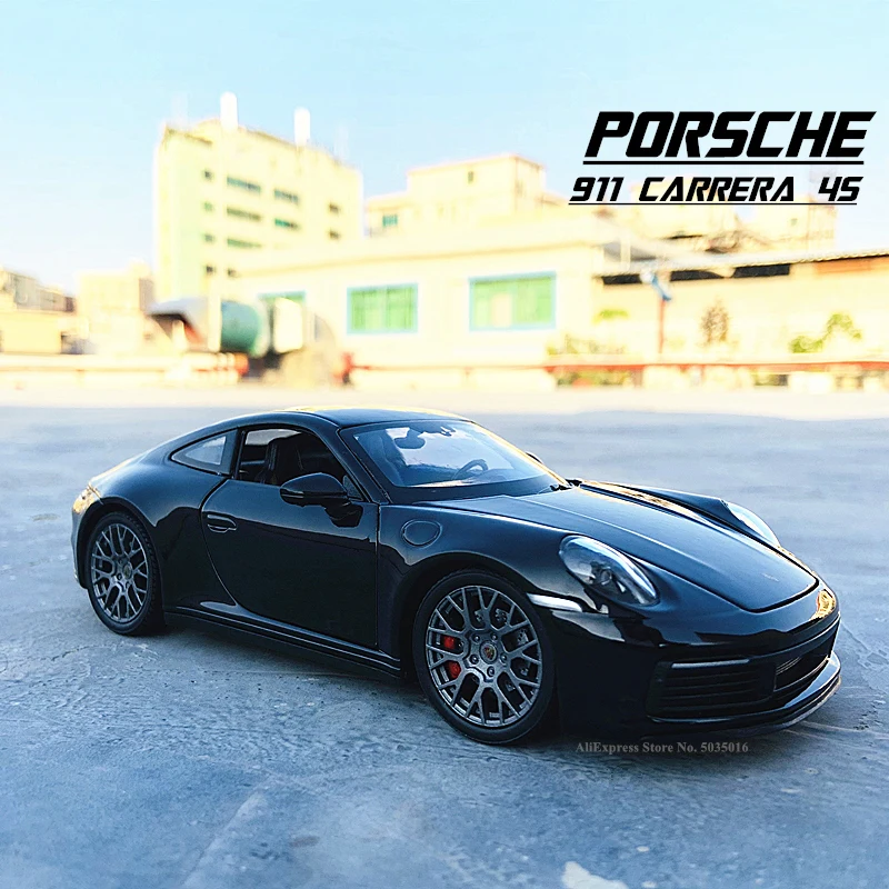 welly 124 porsche 911 carrera 4s 992 sports car black simulation alloy car model crafts decoration collection toy tool gift free global shipping