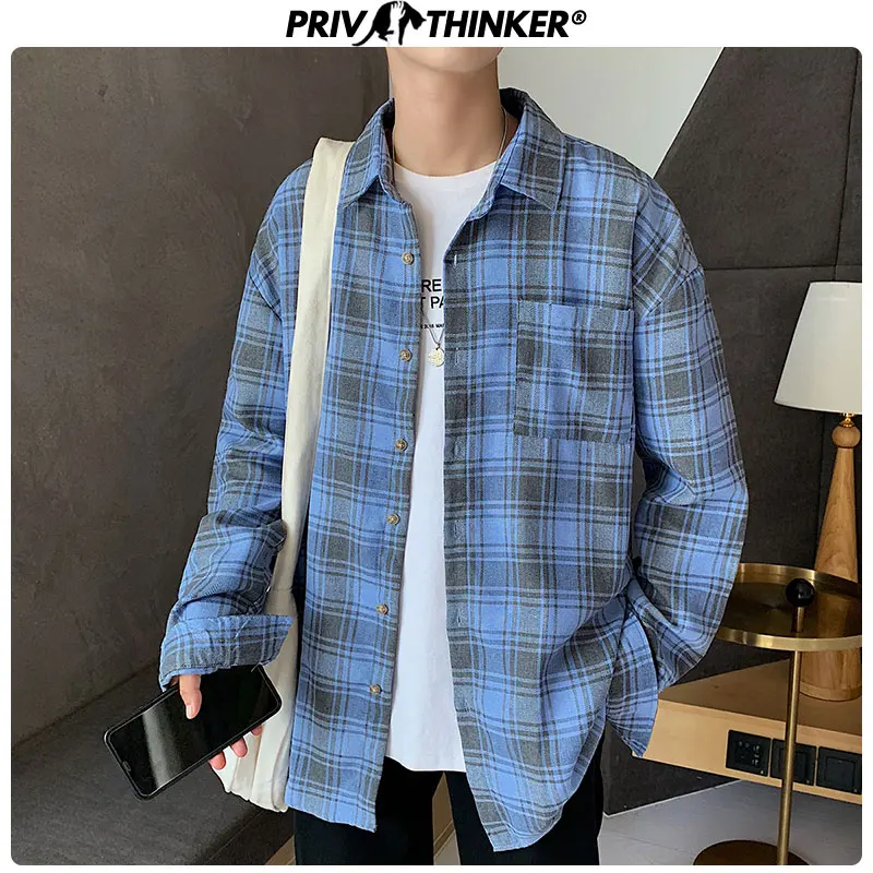 Privathinker мужские Новые Осенние Хип хоп свободные рубашки s 2020 Harajuku с длинным