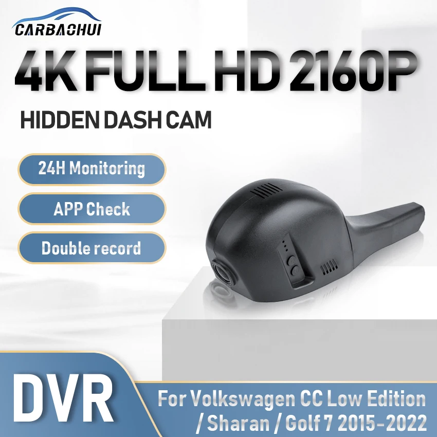 Car DVR Hidden Dash Cam Camera 4K Wifi APP Driving Video Recorder 24h Parking record For Volkswagen CC Low Edition Sharan Golf 7