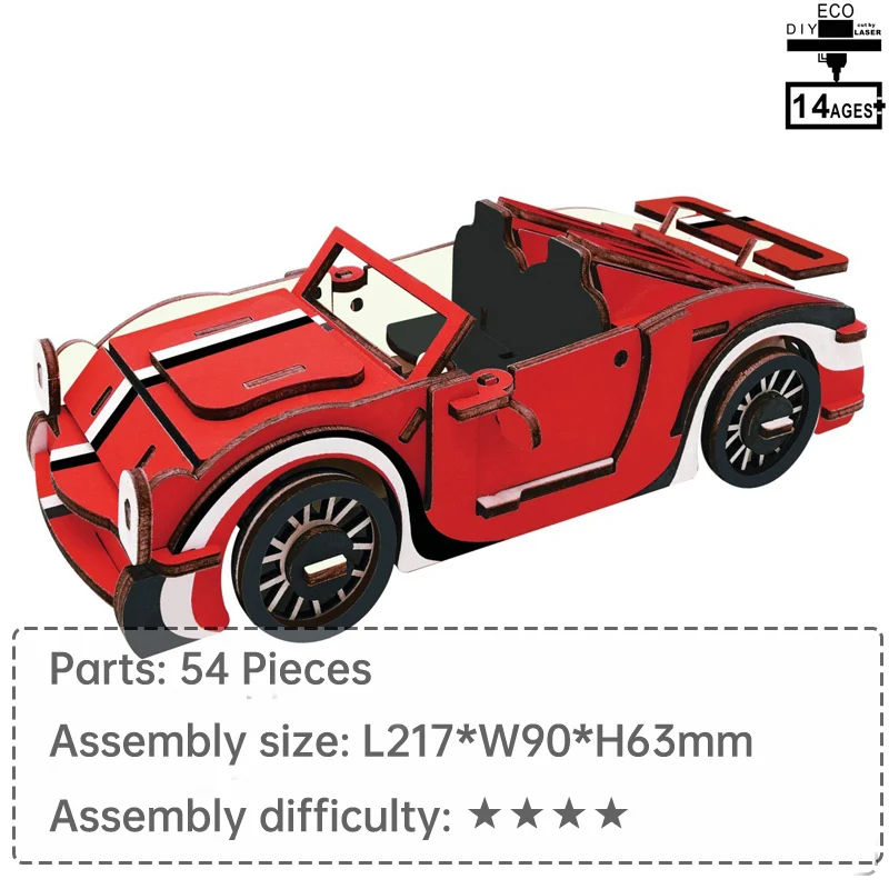 

Roadster model Wooden cabriolet 3D wooden puzzle 3D sports car puzzle toys for children wooden toys educational toys DIY Toys