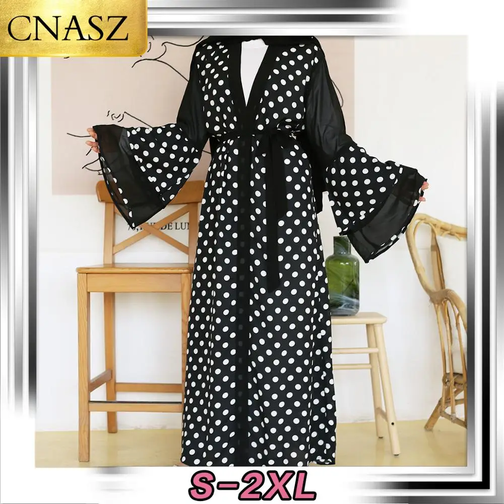 Кардиган с узором в горошек Abaya мусульманская Мода Дубаи исламский халат