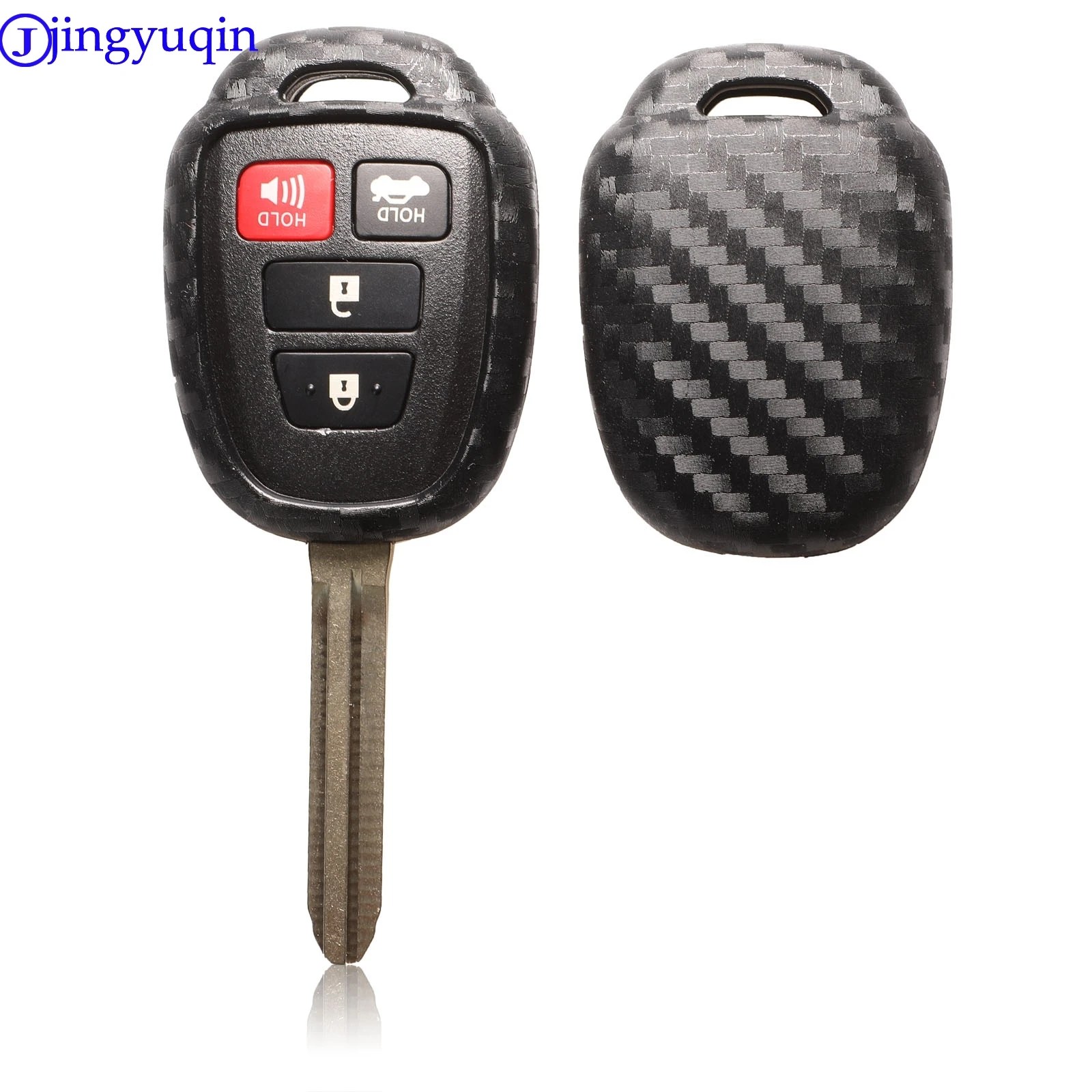 

jingyuqin Carbon Silicone For Toyota CAMRY 2012 2013 2014 2015 Corolla 2/3/4 Buttons Remote Car Key Shell Case Fob
