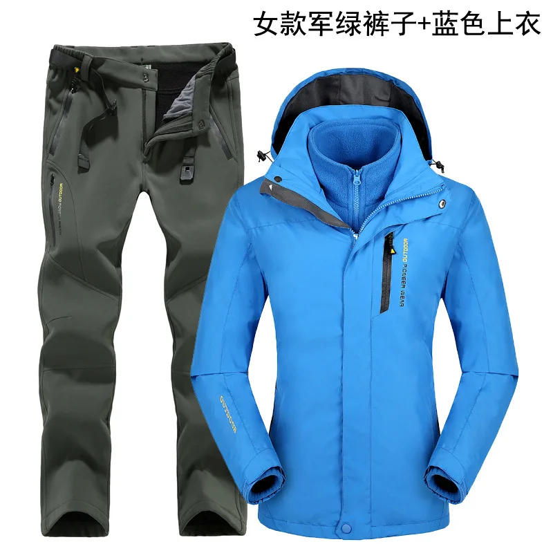 Лыжный костюм для женщин походная куртка и брюки зимняя флисовая подкладка