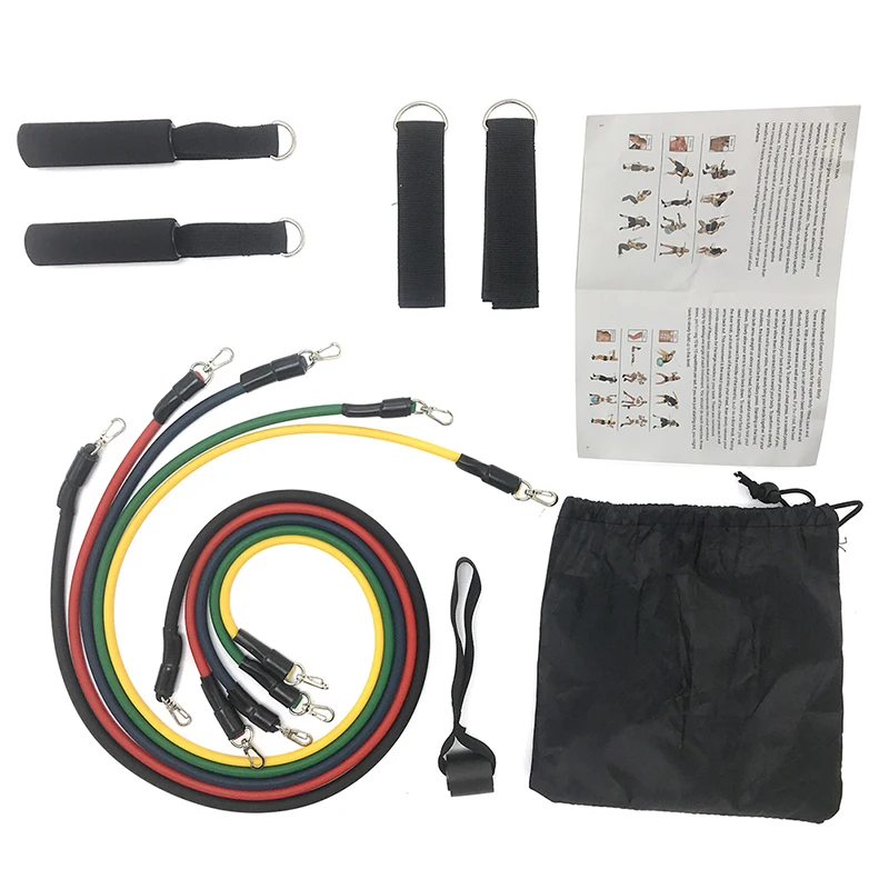 

11PCS Resistance Band Set Yoga Pilates Latex Exercise Fitness Tube Workout Band