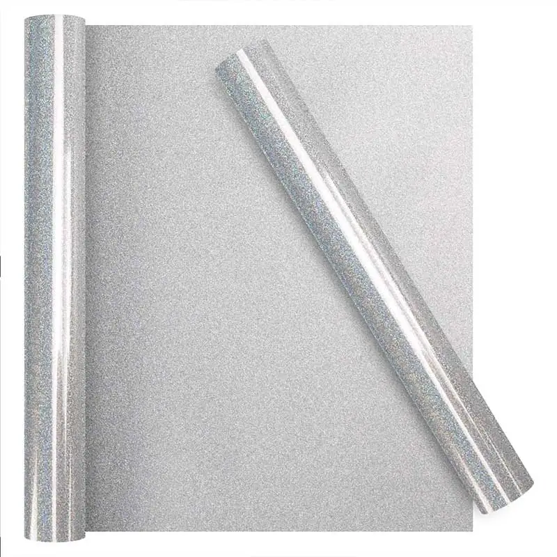 Термонаклейка для футболок блестящие Серебристые виниловые листы с блестками