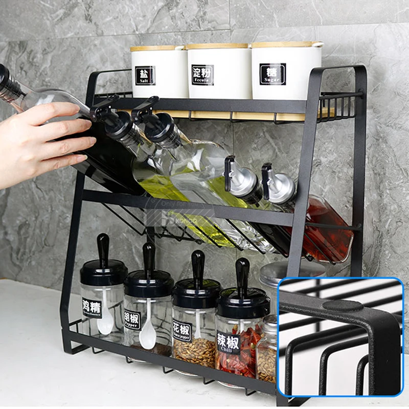 

Kitchen Storage Rack, Multi-Functional 3-Tier Spice Rack,Countertop Storage Shelf,Suitable for Kitchen bathroom Storage