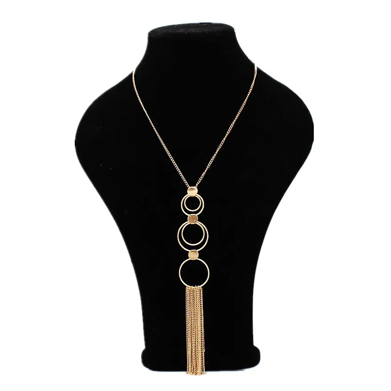 

Chain fringe big circle necklace fashion sweater chain