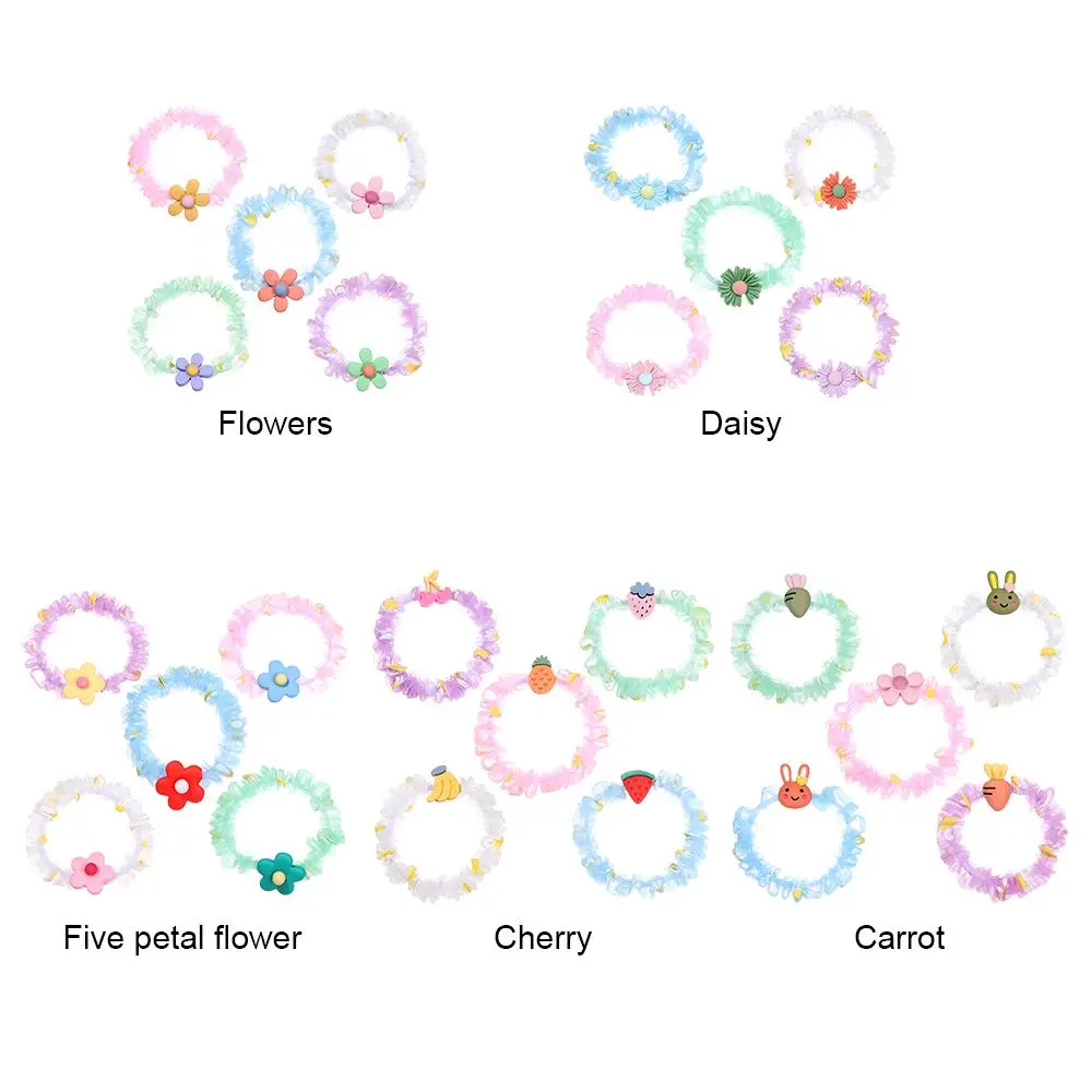 New 5Pcs Children's Hair Tying Rubber Band Cute Girls Large Intestine Head Rope Baby Does Not Hurt Elastic R | Детская одежда и