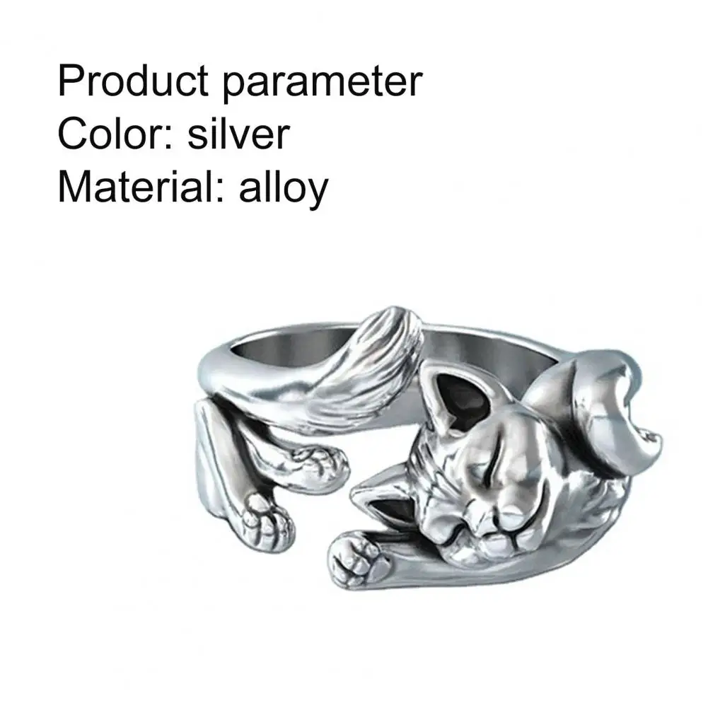 

Cute Adjustable Open Cat Kitten Totem Ring Wedding Jewelry Accessory
