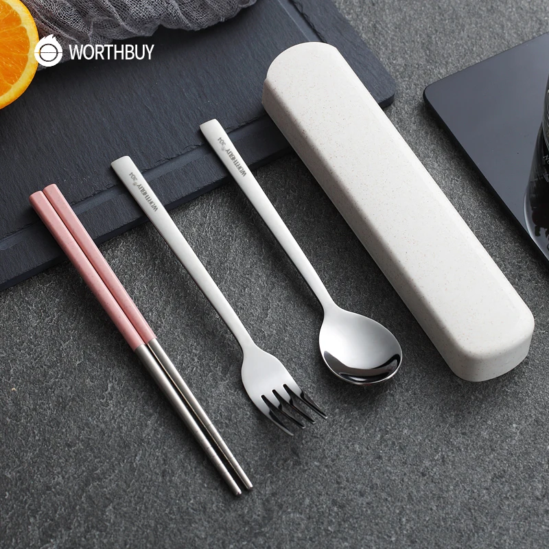 WORTHBUY портативная дорожная посуда набор посуды из нержавеющей стали 304 палочки