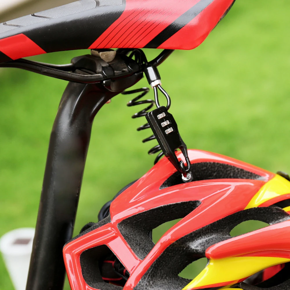 

Mini Bicycle Helmet Lock Anti-theft Zinc Alloy Cable Bike Lock Portable Metal Cable Combination Locks Cycling Bike Accessories