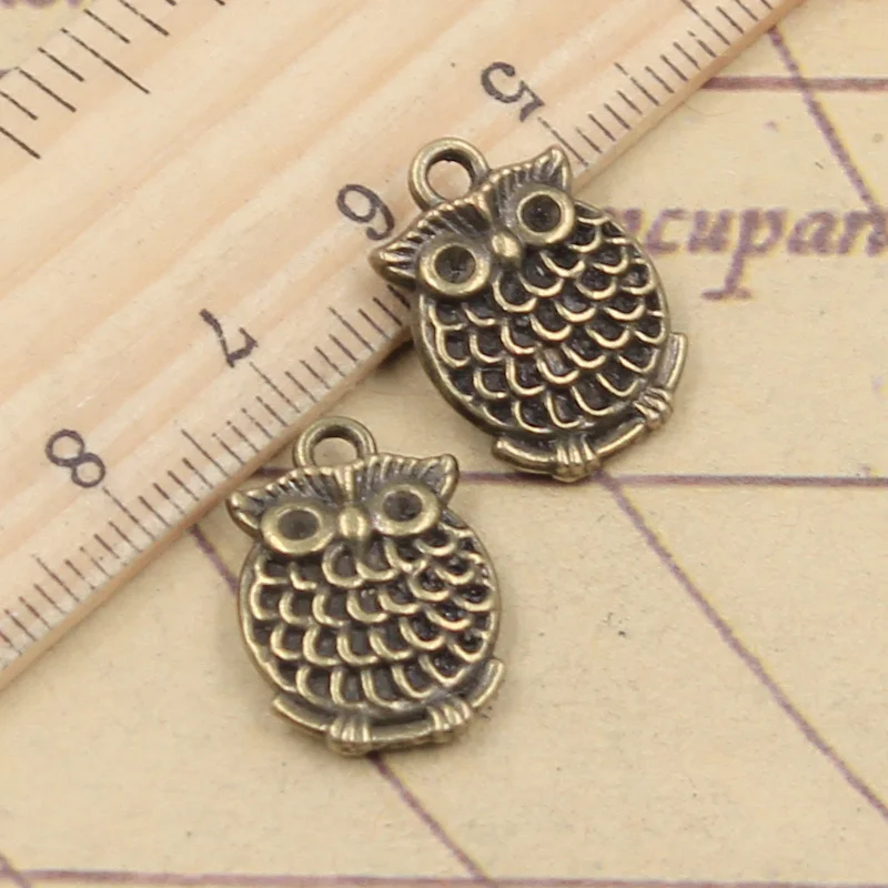 10 шт. подвески двусторонняя милая сова 18x13 мм тибетская бронза серебряный цвет