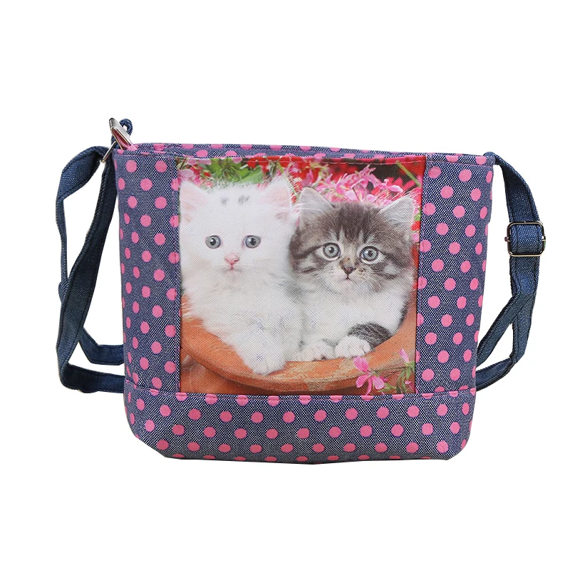 Детские сумки с принтом кота из мультфильма холщовые на плечо для девочек клатч