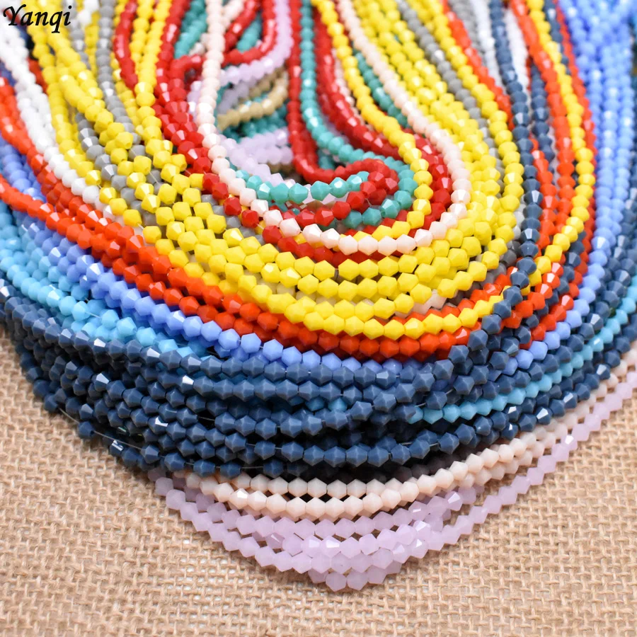 Красные 4 мм бусины из биконуса граненые хрустальные Rondell стеклянные фарфоровые