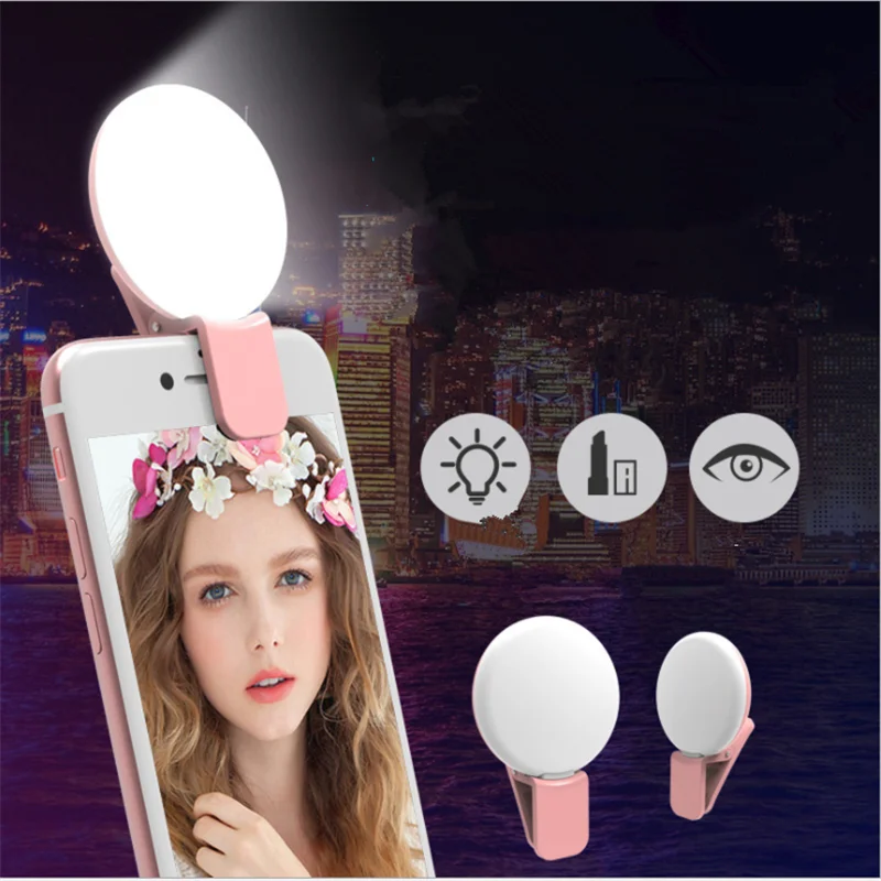 Супер тонкий Мини Q Selfie Ring Light портативная светодиодная вспышка USB Клип Мобильный