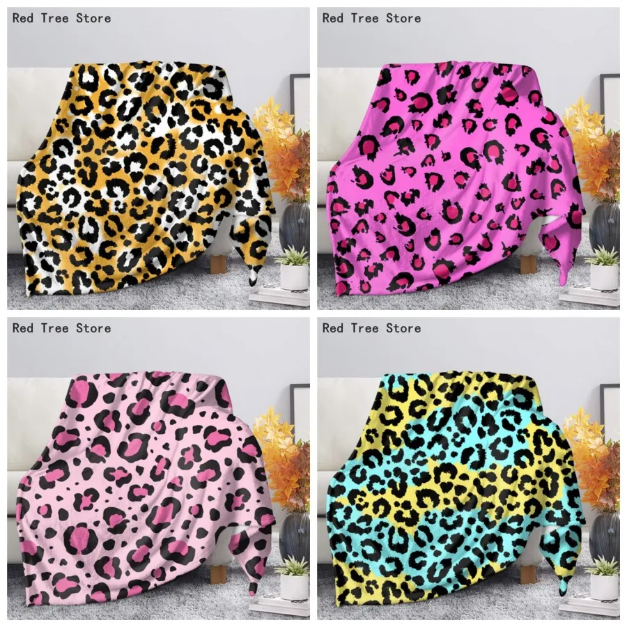 

Colorful Leopard Heart Printed Fleece Blanket Warm Bedroom Throw Blankets Bed Sofa Car Decor Home Textiles Adult Kids Cover Gift