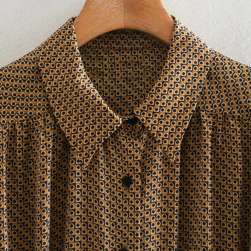 Женское мини-платье с геометрическим принтом ZA платье отложным воротником и