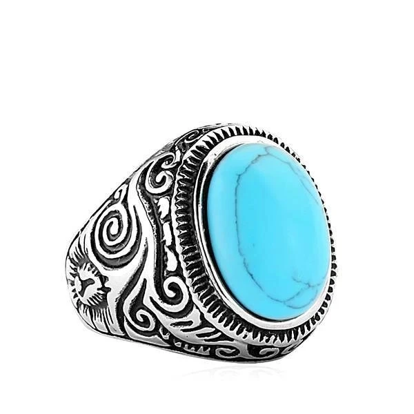 1 шт. кольцо из нержавеющей стали 316L с синим и черным камнем Размер 7 15|Кольца| |