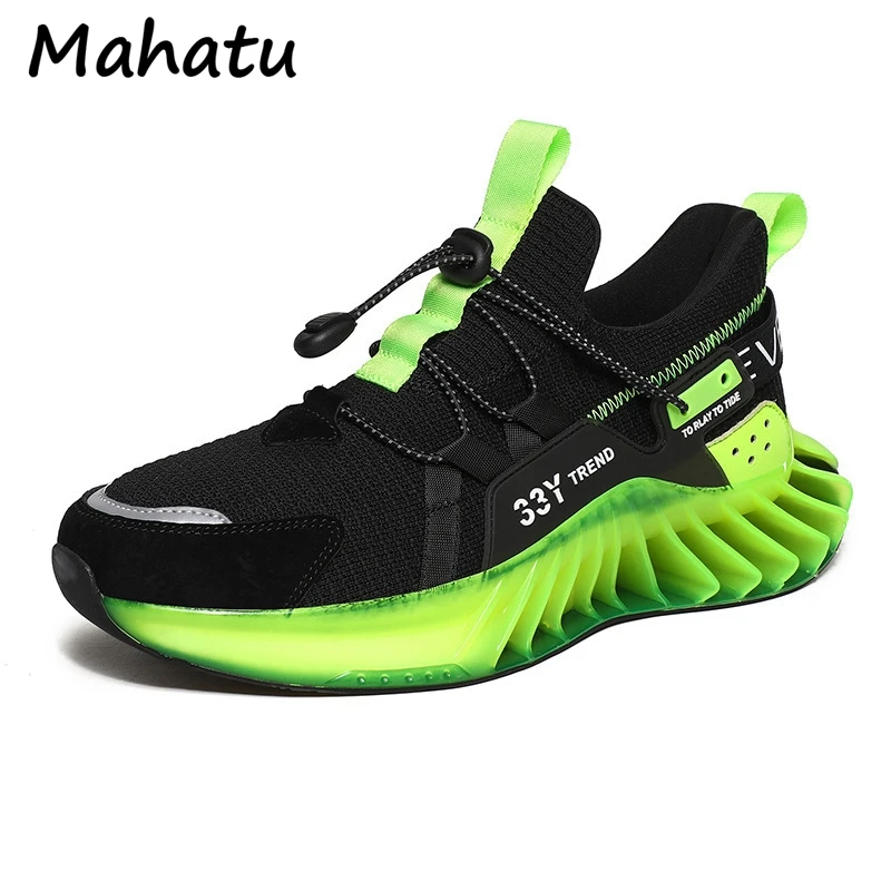 

New Arrival Trendy Blade Running Shoes for Men Breathable Reflective Sneakers Antiskid Outsole Cushioning Sport Shoes Training