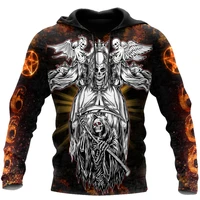 new skull satan fire print sweatshirt 3d printing autumn mens zipper hoodie unisex casual street hip hop harajuku sweatshirt