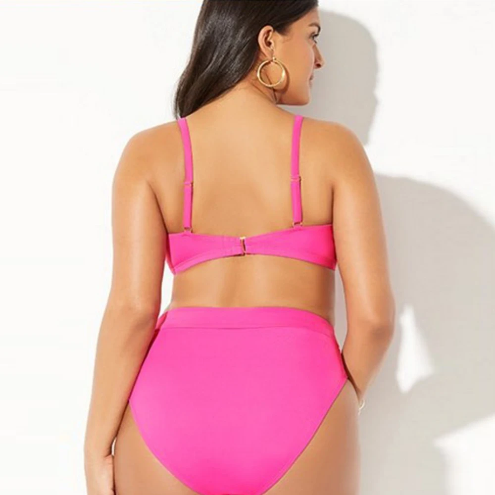 

High Waist Bikini Plus Size Swimwear Women 2021 Sexy Bow-Knot Push Up Swimsuit Female Solid Bathing Suits Summer Beach Wear 4XL