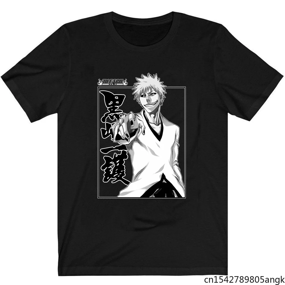 

Bleach Anime Men T Shirt Anime Ichigo Kurosuki Clothes Tops Unisex Summer Trend Soft Round Neck