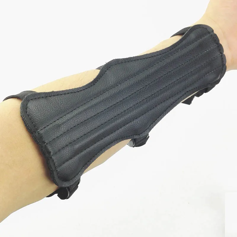 Защита для стрельбы из лука черная защита 9 дюймов 3 ремешка кожаная безопасная с 2