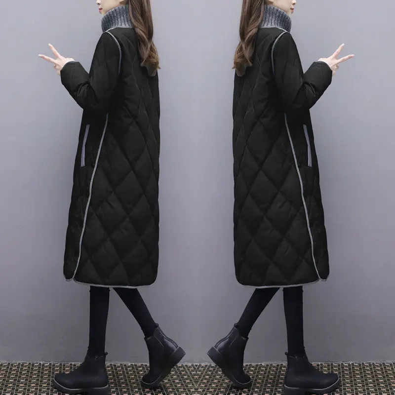 Women Winter Coats Parkas Slim Cotton Padded Basic Jackets 2021 New Warm Female Casual Long Outwear Korean Loose Solid Overcoat