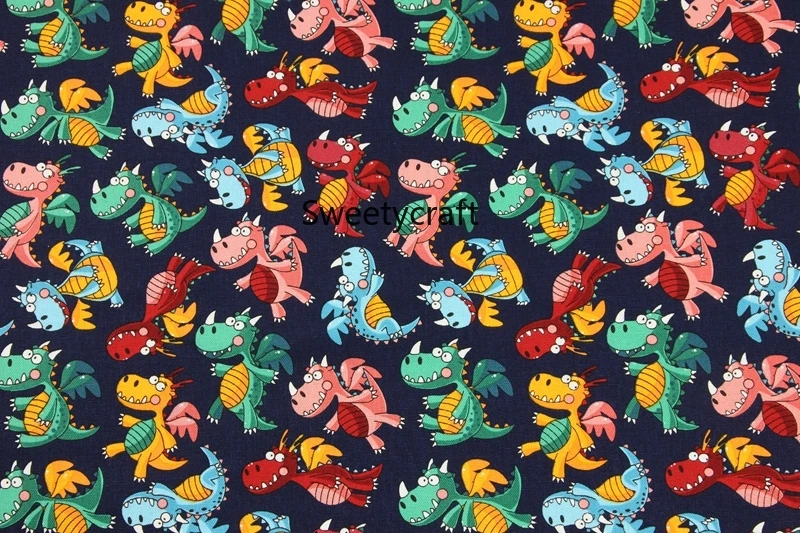 110x45 см Плотная хлопковая ткань с принтом динозавра из мультфильма по двору