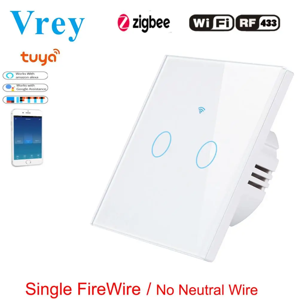 

EU Zigbee Smart Switch Home Wall Switcher Light Switch No neutral line Control Swticher Alexa Google Home Control Voice