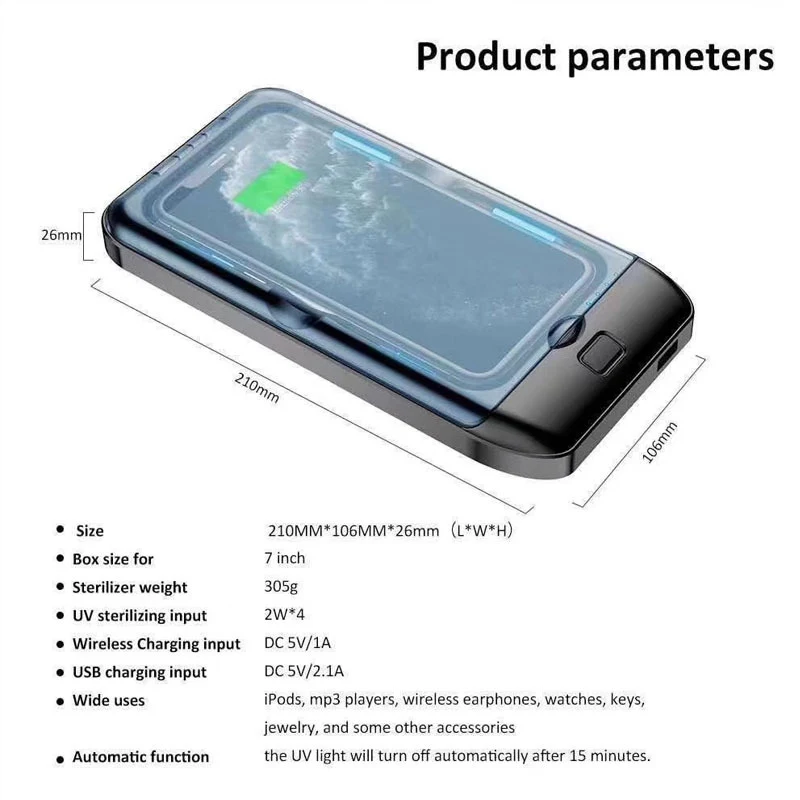 

Multifunctional Mobile Phone Wireless Charger Mask Sterilization UV Sterilizer Disinfection Box Automatic Sterilization