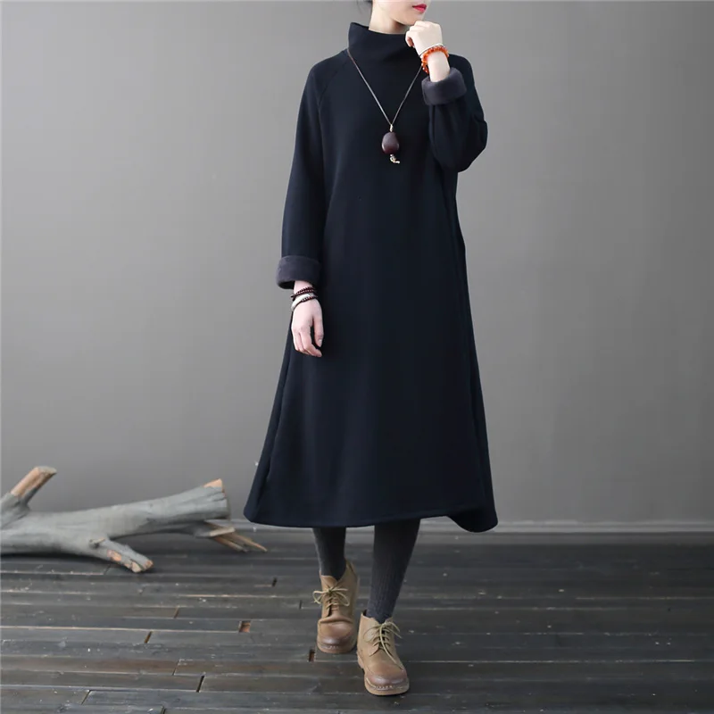 Женский свитер с длинным рукавом Johnature однотонная теплая водолазка из флиса