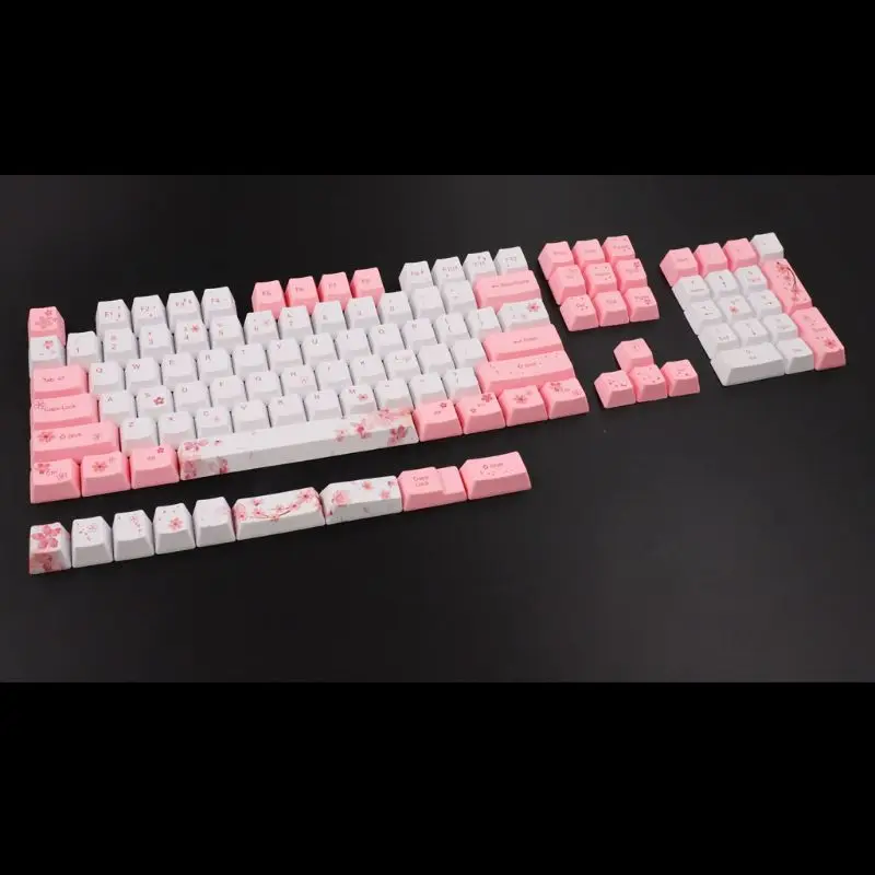 

104+9 Keys OEM PBT Keycaps Full Set Mechanical Keyboard Keycaps PBT Dye-Sublimation Cherry Blossom Keycaps