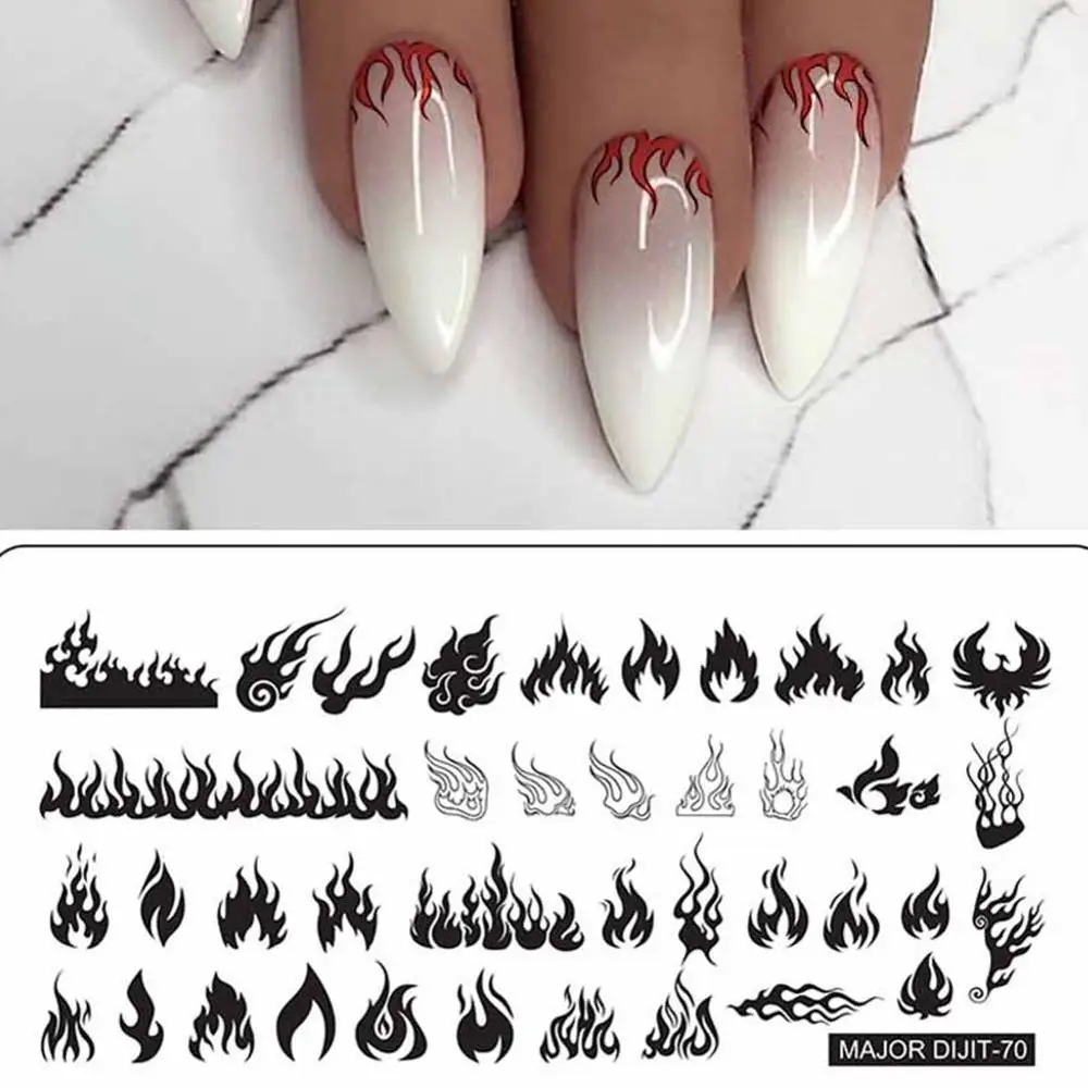 Пламя Дельфин серии ногтей печать шаблон Уникальный и красивый привлекает