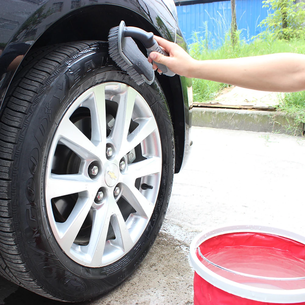 

U Type Handheld Soft Bristle Washing Brush Vehicle Tire Car Clean Brush Fits Car Motorcycle Bike Wheel Rims Clean Car Accessorie
