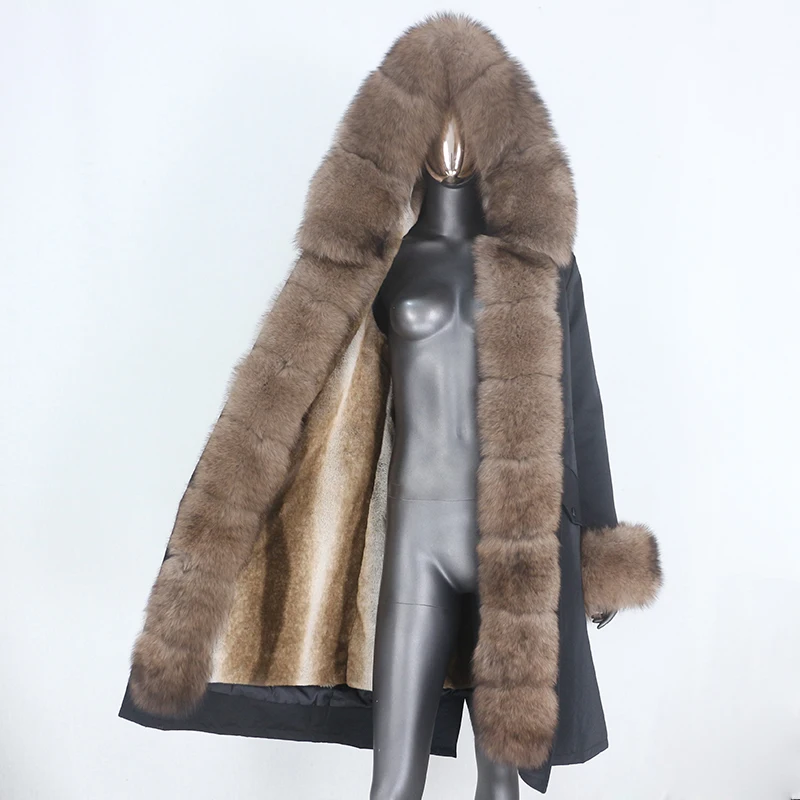 Женская парка со съемным мехом CXFS длинная непромокаемая куртка натуральным