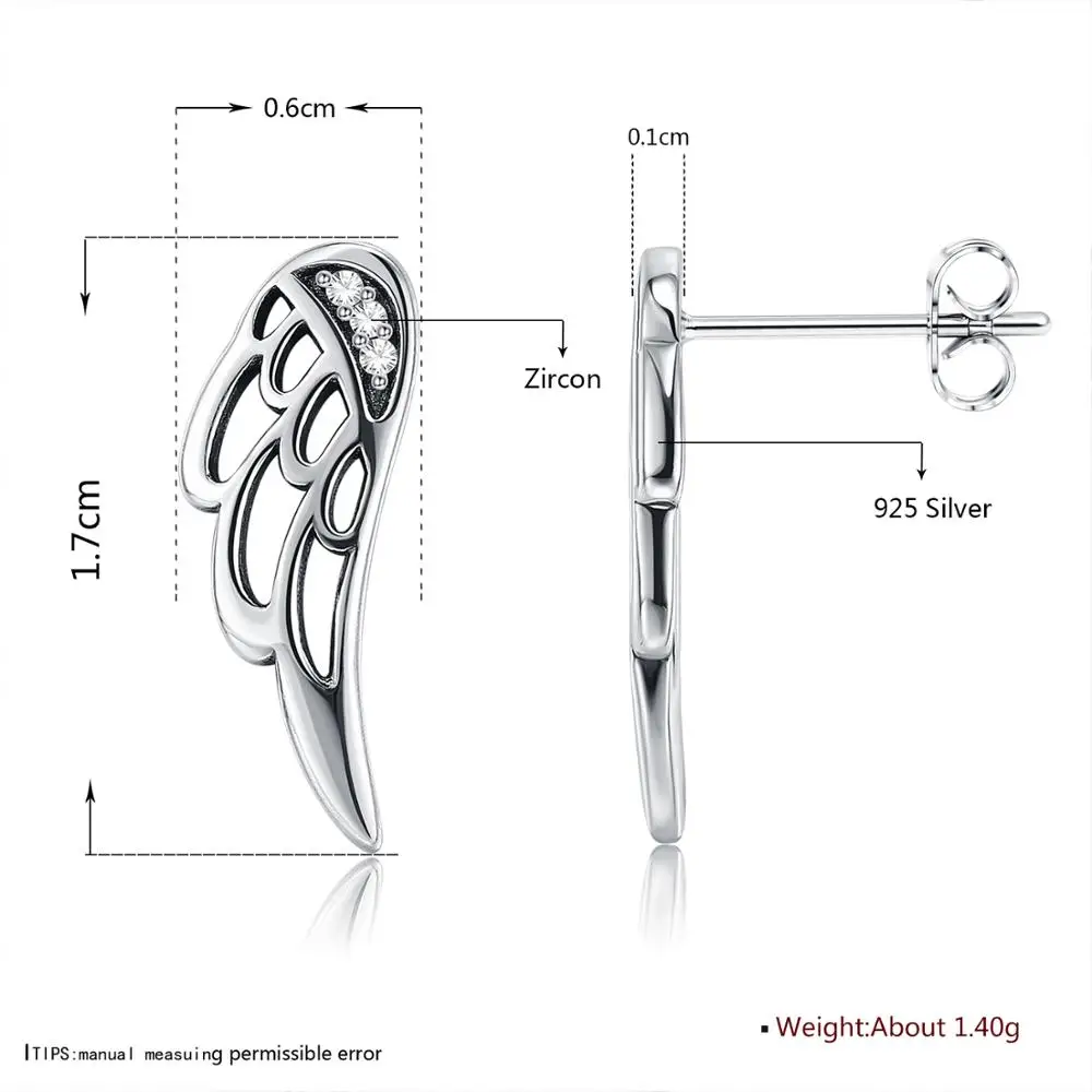Женские серьги-гвоздики из серебра 925 пробы с перьями | Украшения и аксессуары