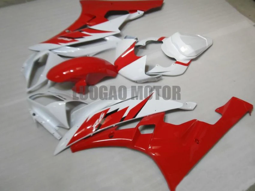 

Bodywork Injection mold Fairing kit for YAMAHA YZF600R6 Cowlings 06 07 YZF600 R6 2006 2007 YZF600 ABS PearWhite Red Fairings set