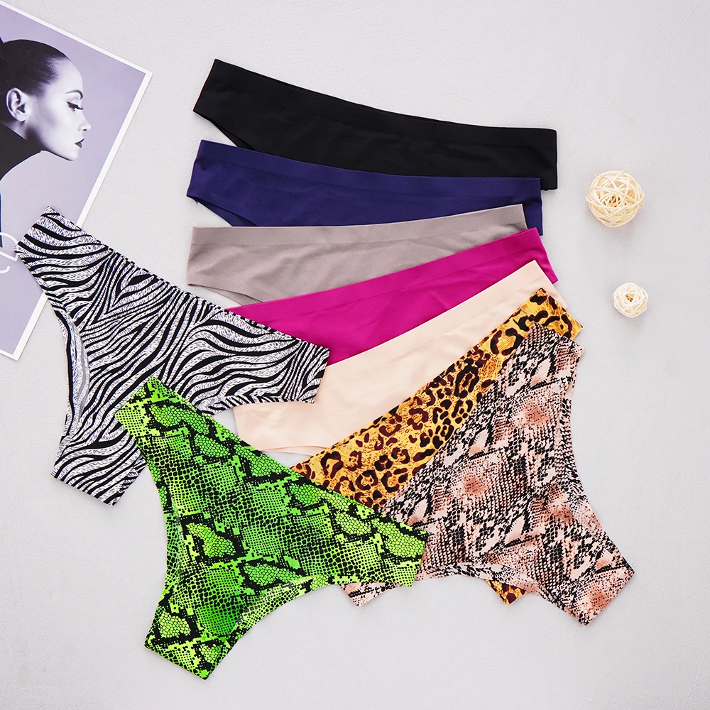 3 шт./лот Бесшовные женские сексуальные трусики танга стринги Ice Silk комплект