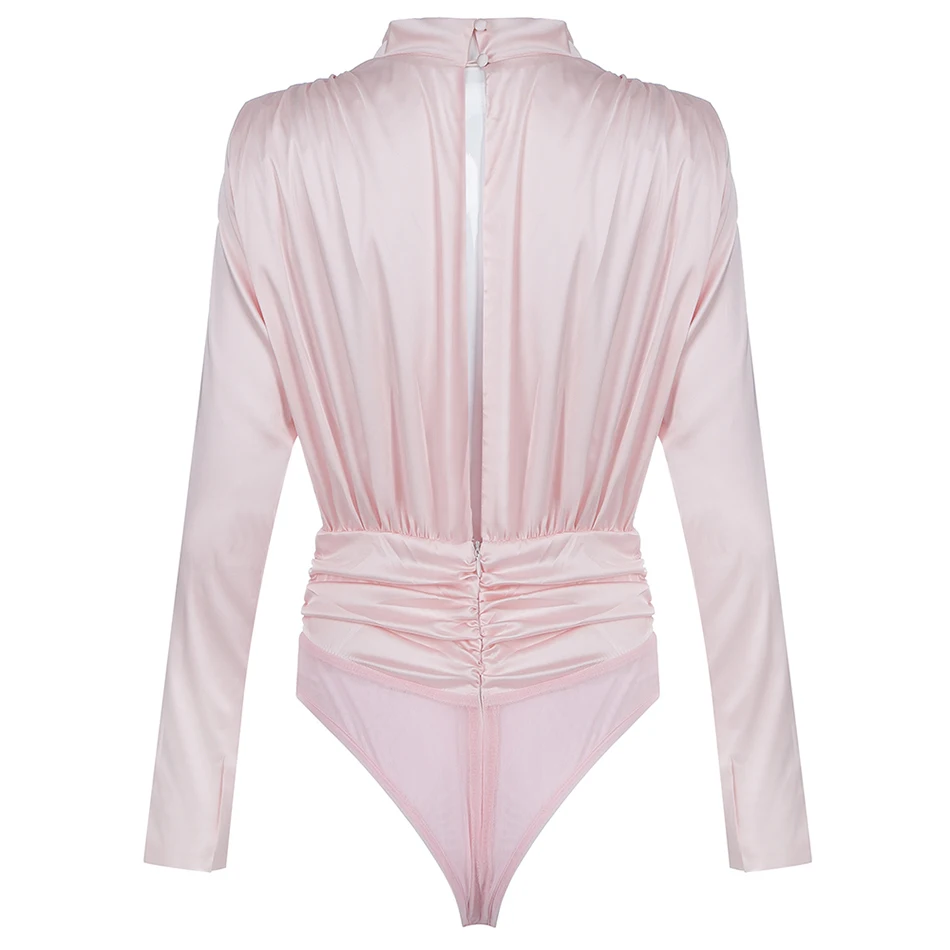 

Casual Long Sleeve Black Pink Bodysuit Women Sexy Skinny Jumpsuit Romper Fashion One Piece Bodysuit Female 2020 New Summer