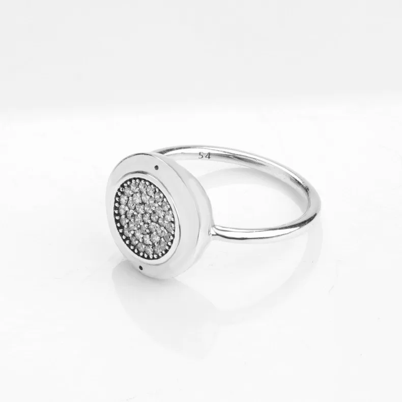 

Original 925 Sterling Silver Pan Ring Shiny Round With Crystal Pan Ring For Women Wedding Party Gift Fashion Jewelry