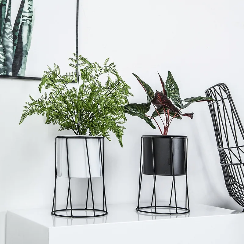 

Nordic Style Creative Flower Pot Plant Rack Balcony Garden Simple Modern Wrought Iron Stand Floor Living Room Home Decorations